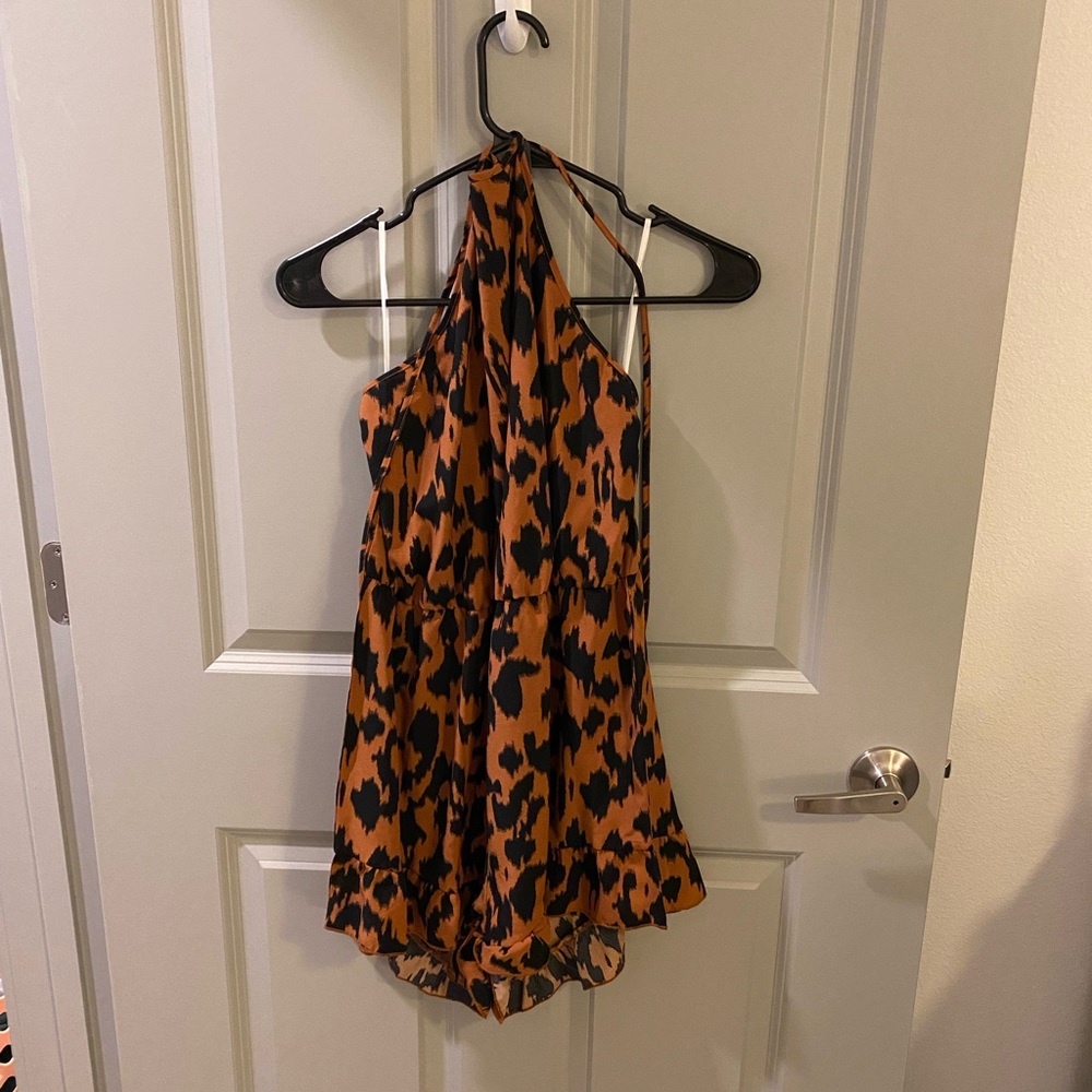 Animal Print Halter Top Romper